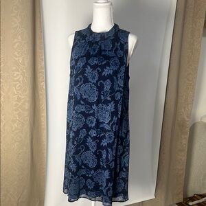 Tommy Hilfiger Blue Mock Neck Sleeveless Midi Dress